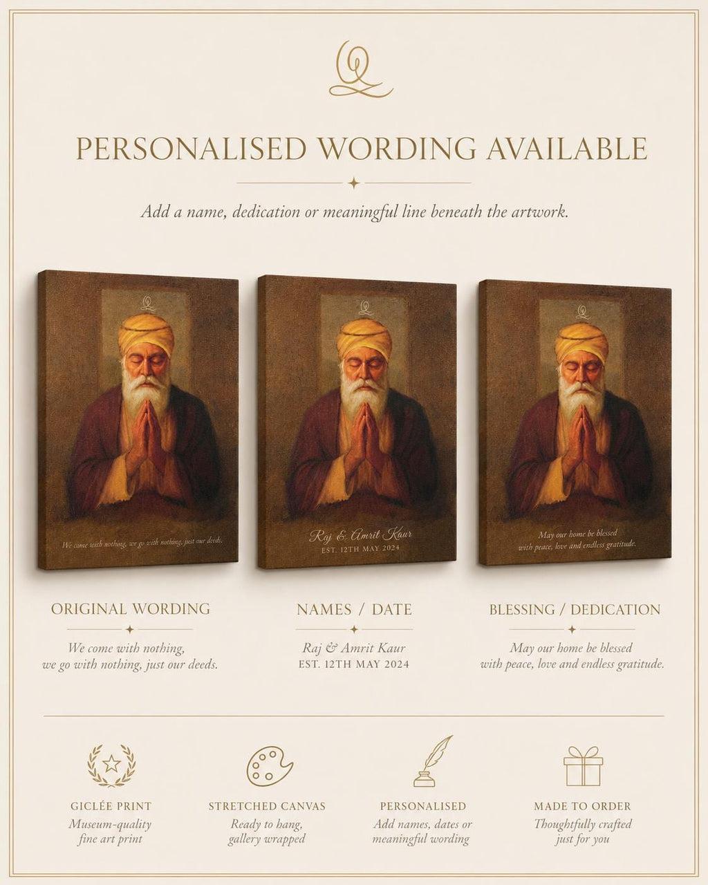 Guru Nanak Dev Ji Quote  - Stretched Canvas Print