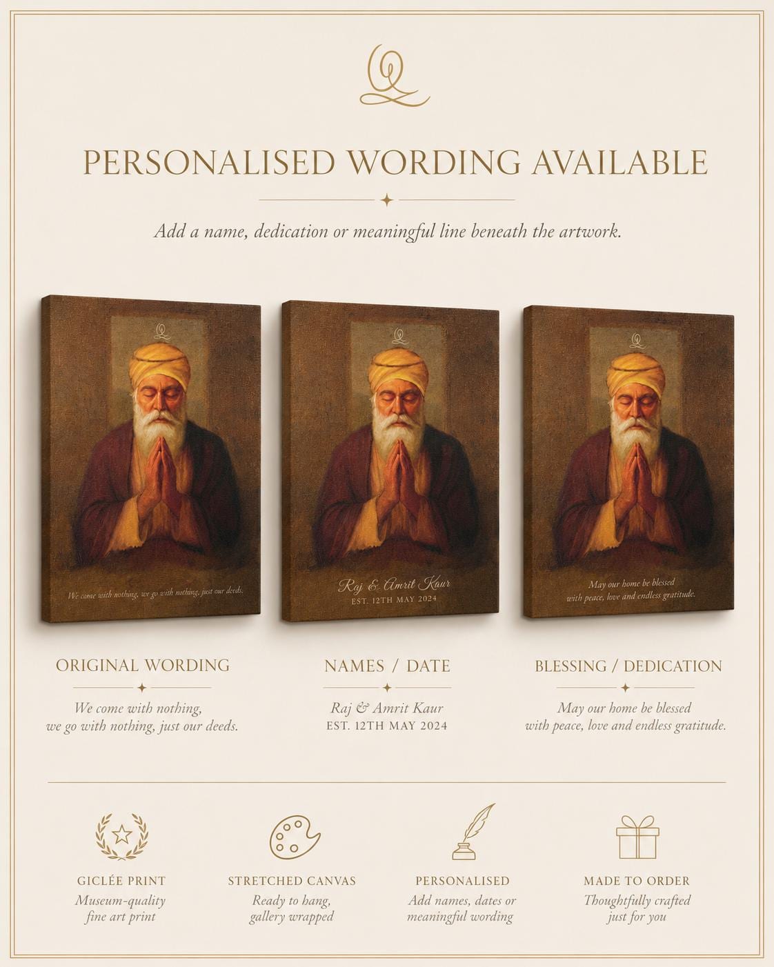 Guru Nanak Dev Ji Quote  - Stretched Canvas Print